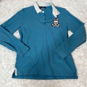 PSYCHO BUNNY Logo Patch Long-Sleeve Cotton Polo L